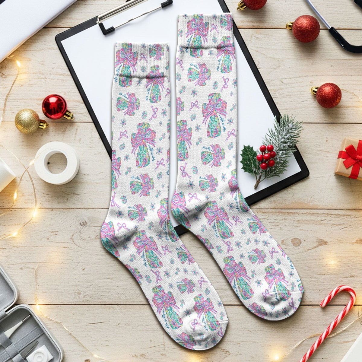 Colorful Bow Nurse Socks