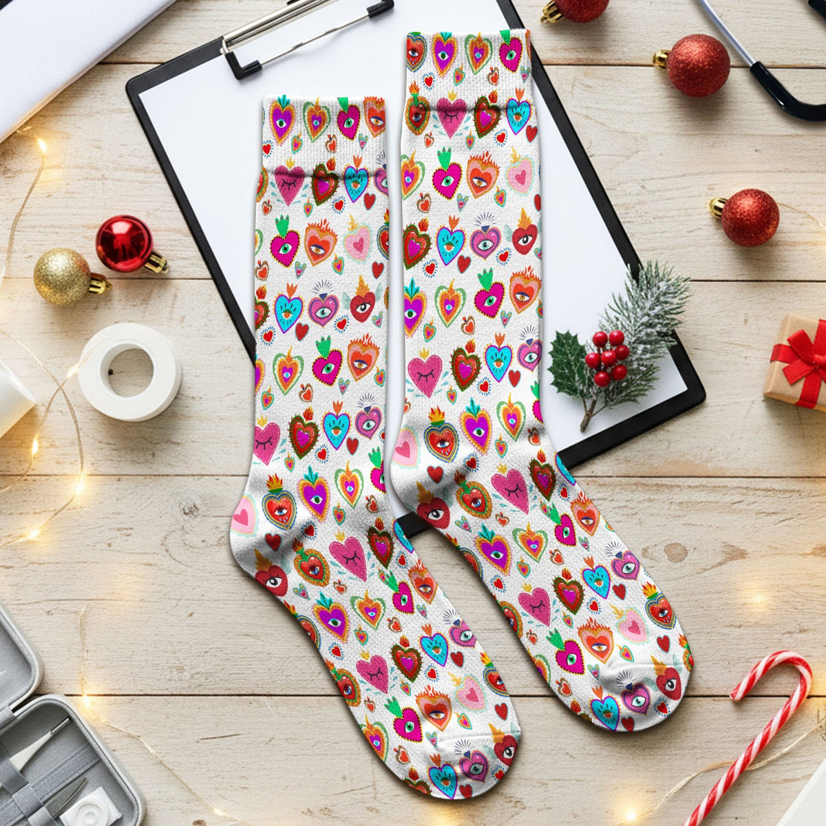 Valentine Colorful Sacred Heart Nurse Socks