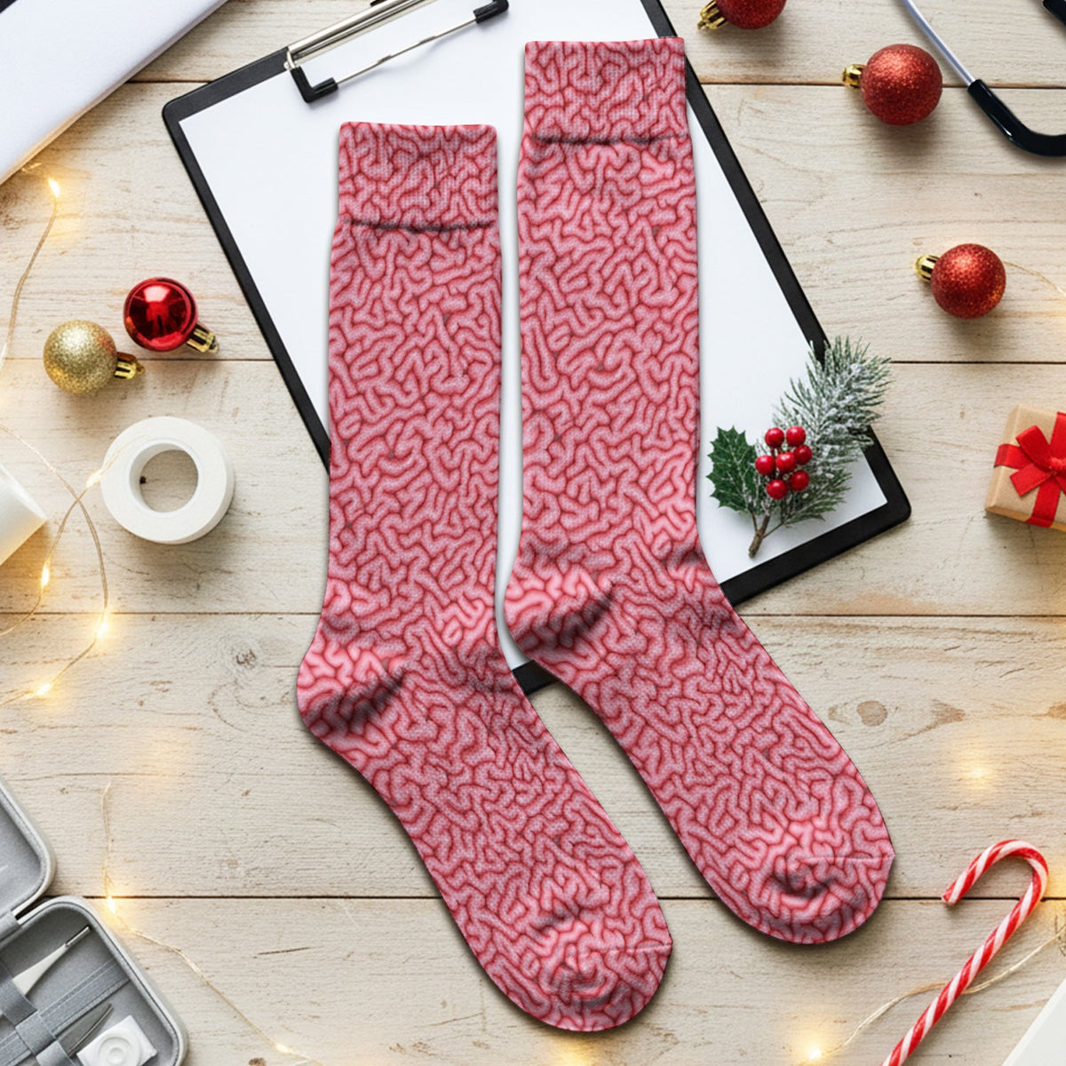 Pink Brain Anatomy Nurse Socks