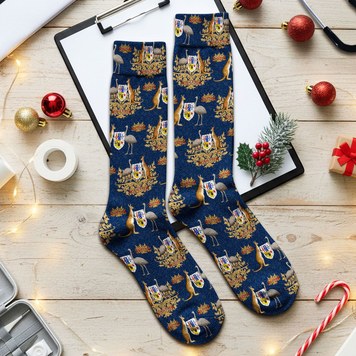 Australian Kangaroo Emu Crest Nurse Socks