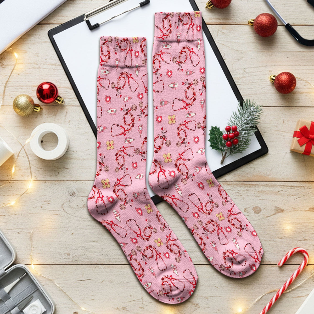 Heart Stethoscope Nurse Socks