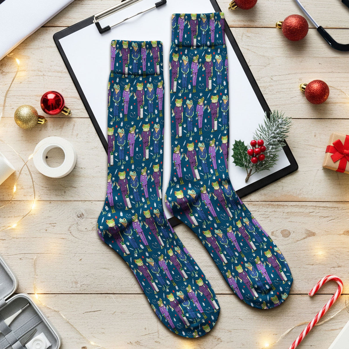 Frog Print Nurse Socks