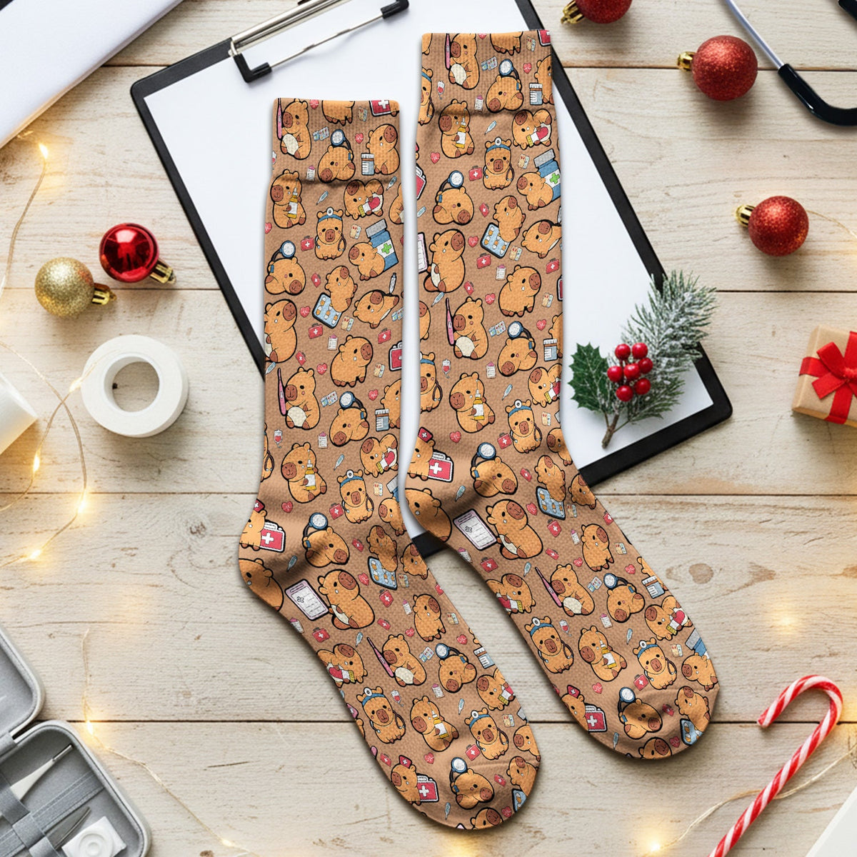 Capybara Stethoscope Medical Tools Nurse Socks