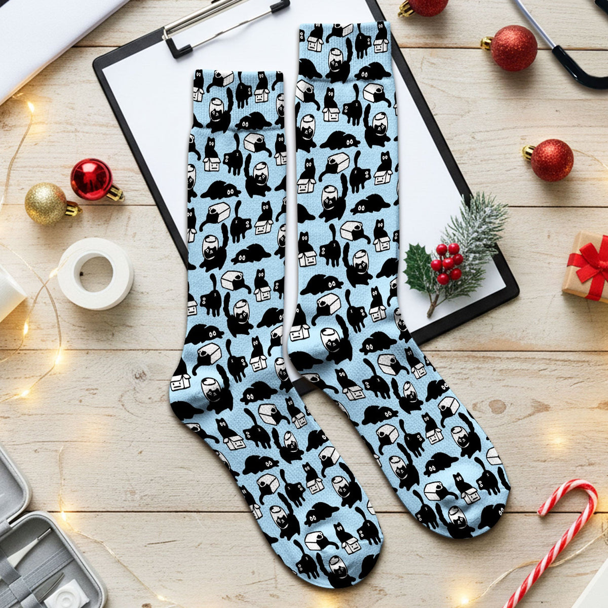 Dark Playful Cat Nurse Socks