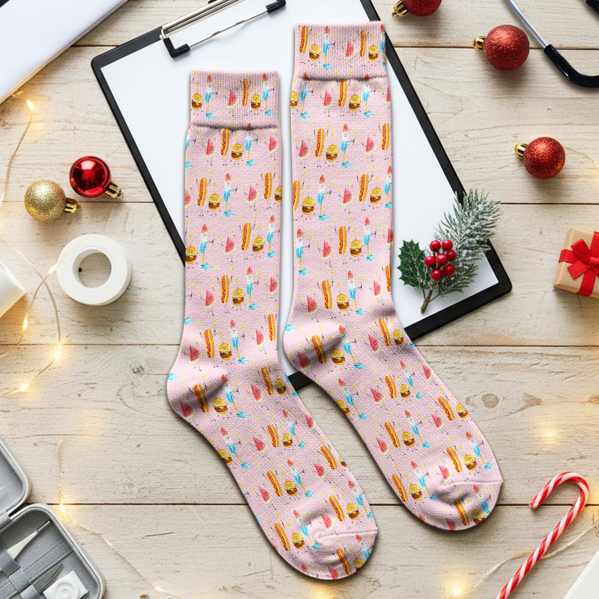 Summer Food Icons Nurse Socks