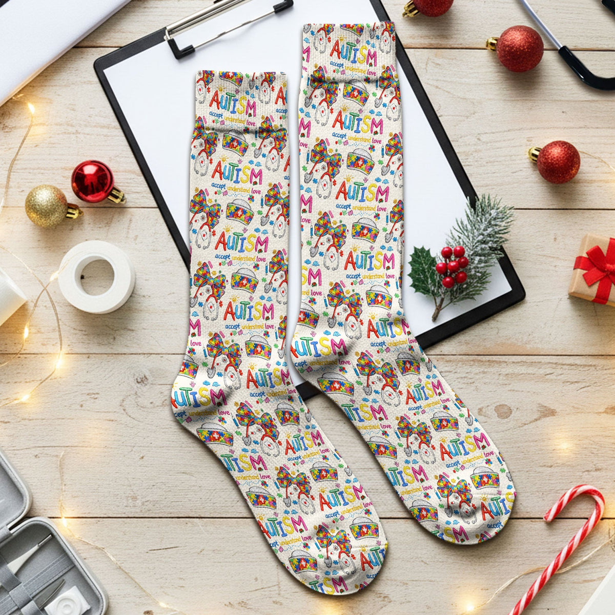 Autism Awareness Accept Understand Love Nurse Socks
