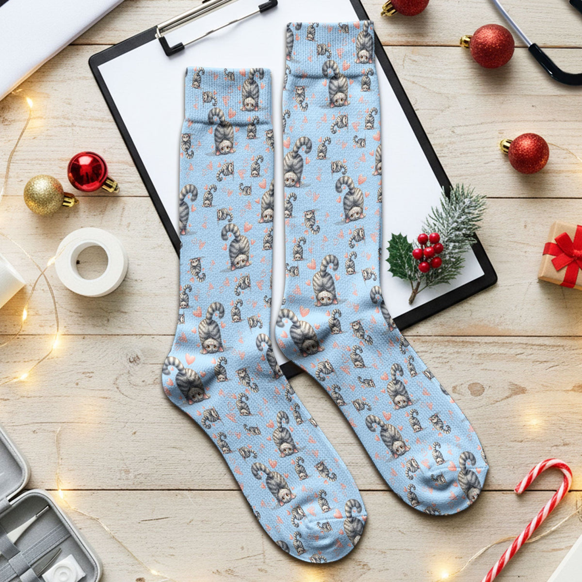 Valentine Cute Cat Heart Nurse Socks