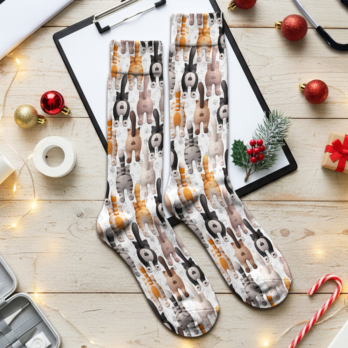 Cat Butt Paw Print Nurse Socks