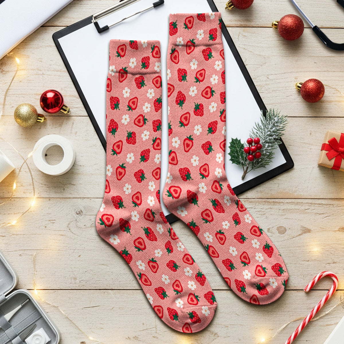 Sweet Strawberry Blossom Nurse Socks