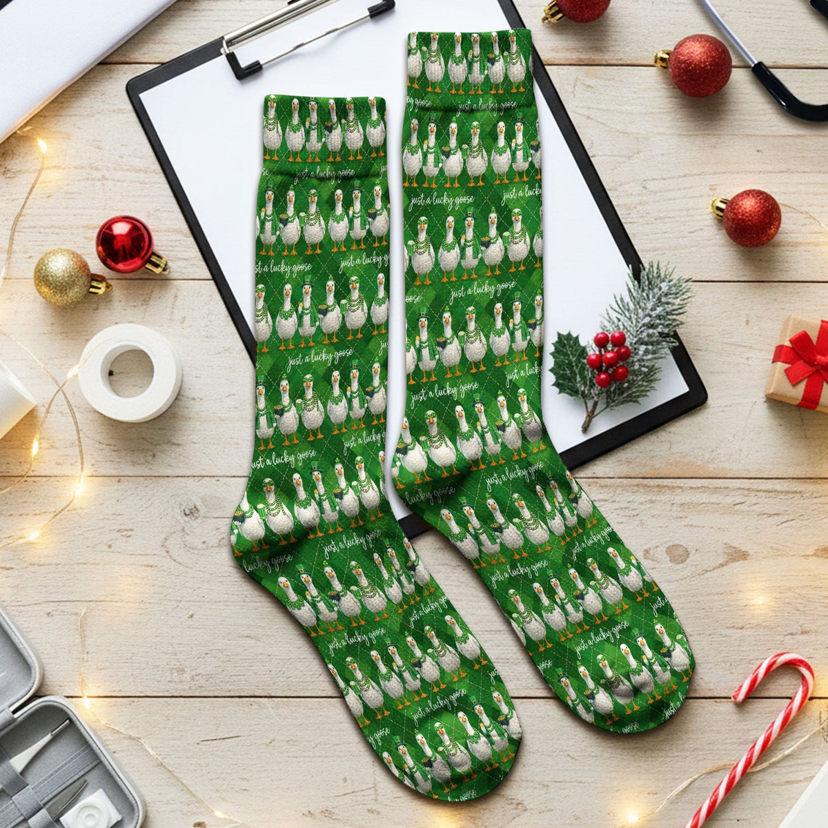 Lucky Goose Argyle Nurse Socks - St Patricks Day Gift