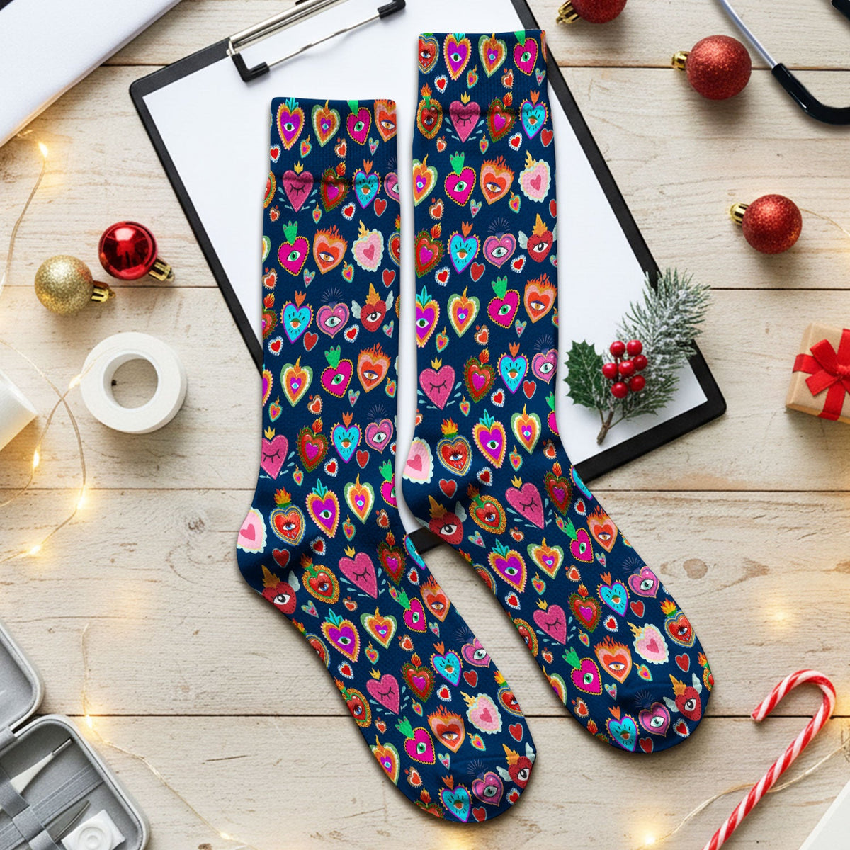 Valentine Colorful Sacred Heart Nurse Socks