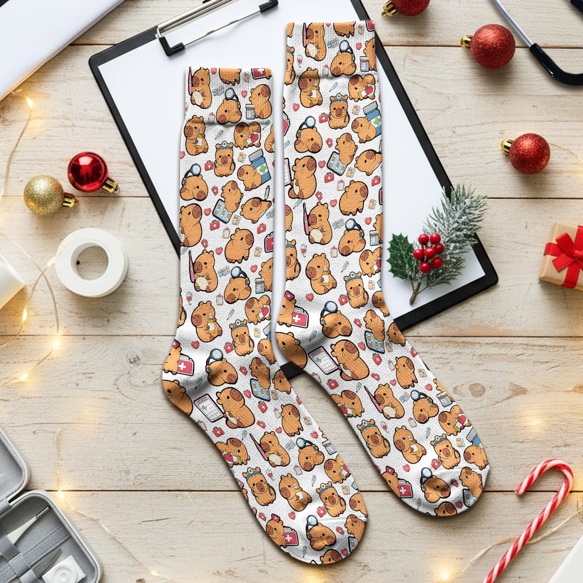Capybara Stethoscope Medical Tools Nurse Socks
