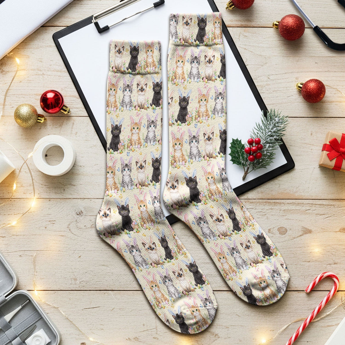 Kitten Bunny Ears Nurse Socks - Easter Gift