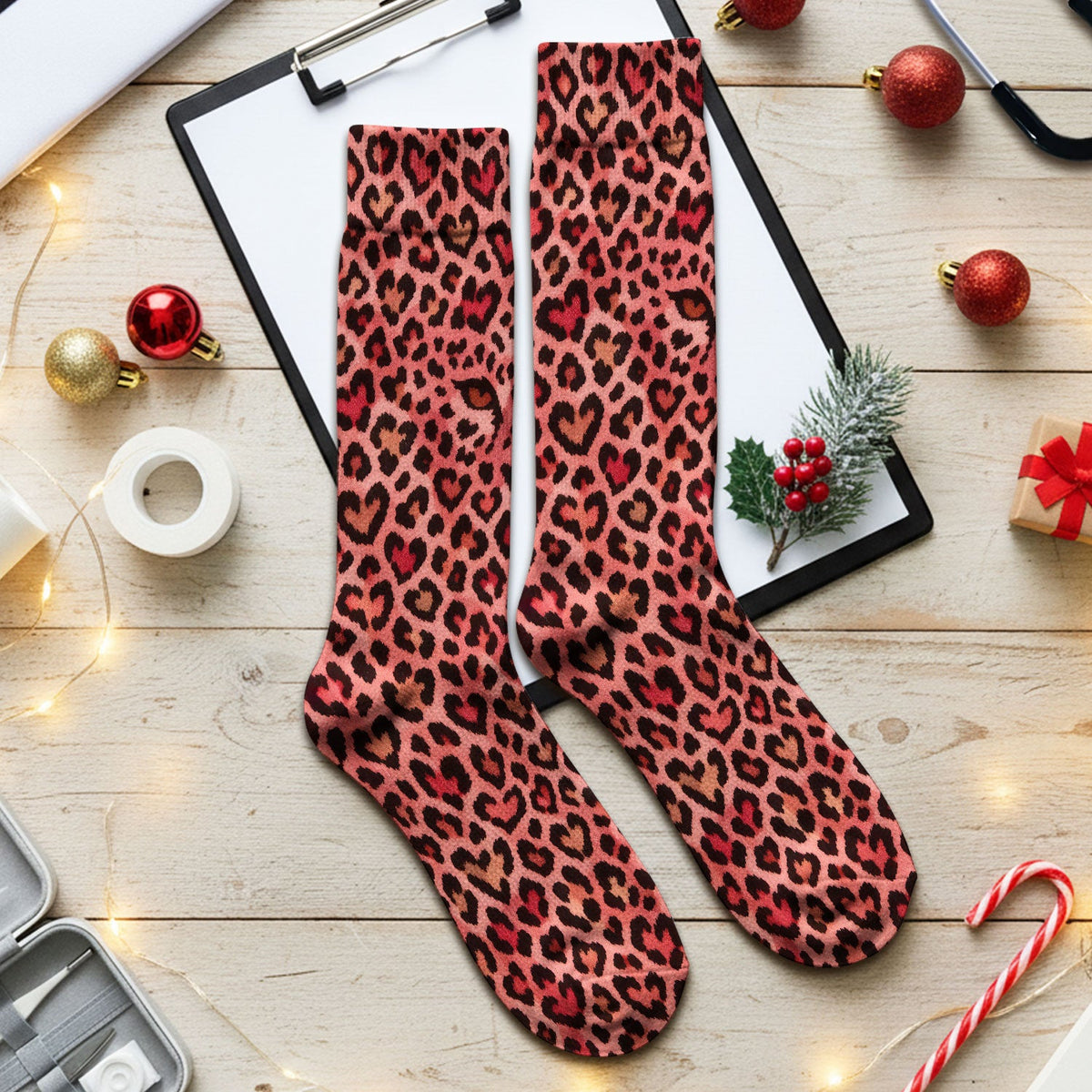 Leopard Pink Nurse Socks