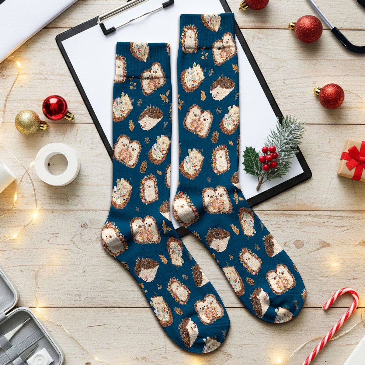 Hedgehog Floral Nurse Socks