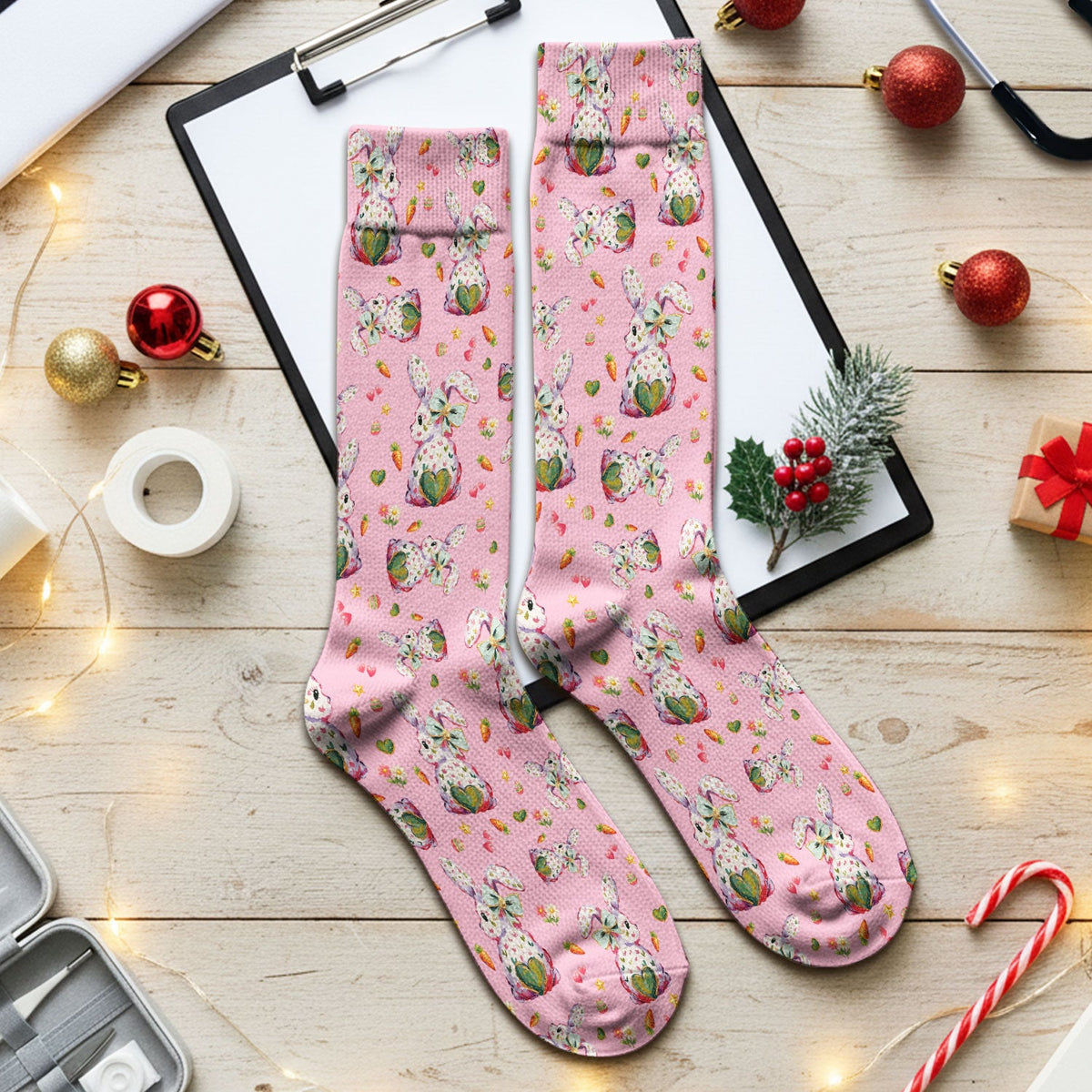 Pastel Bunny Easter Nurse Socks