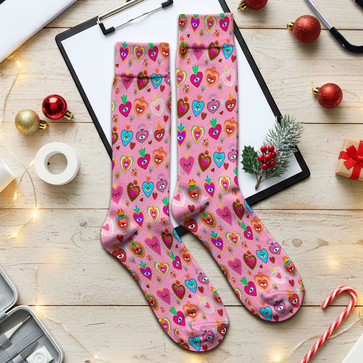 Valentine Colorful Sacred Heart Nurse Socks