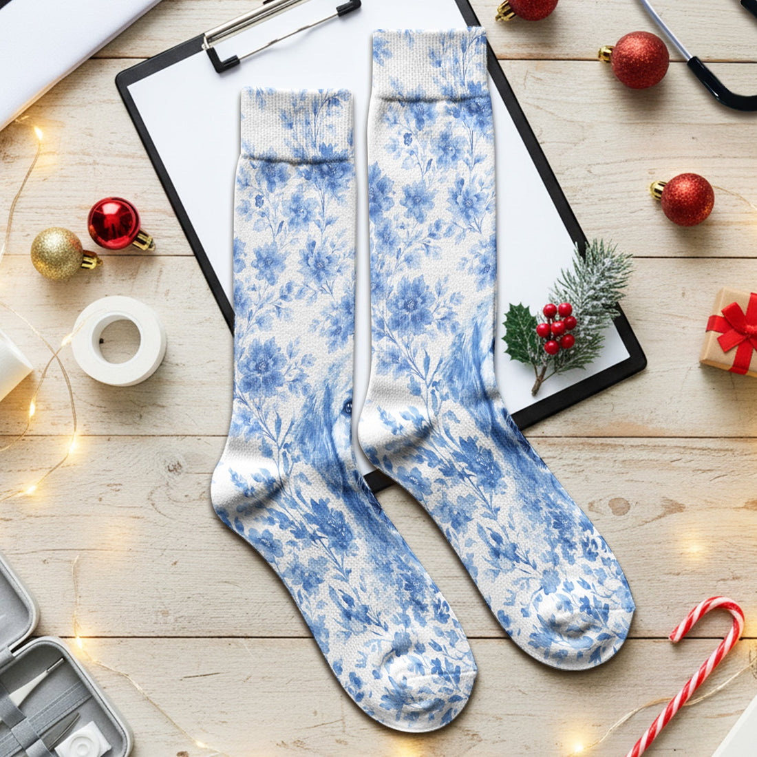 Personalized Pet Photo Floral Socks
