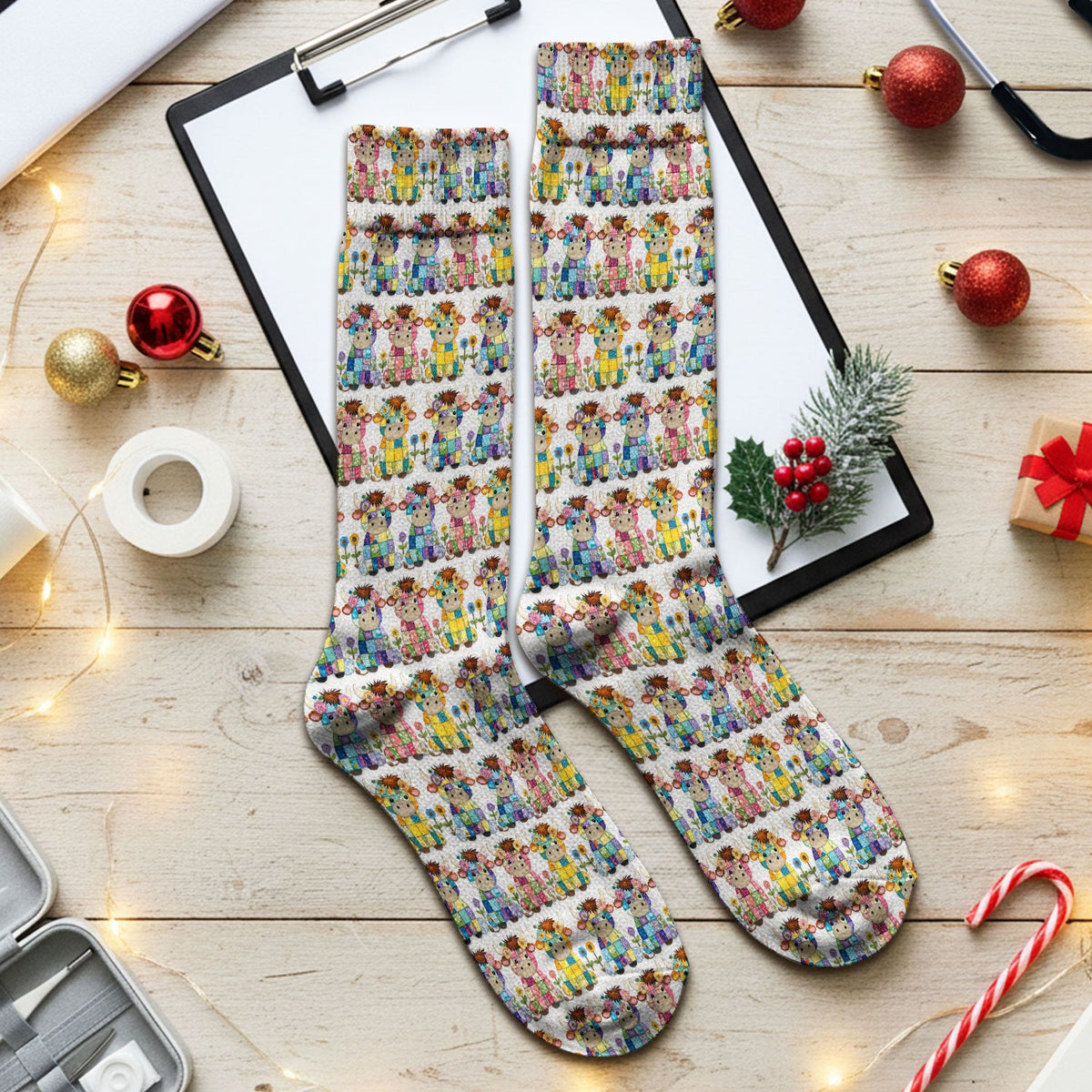 Patchwork Cow Flowers Nurse Socks