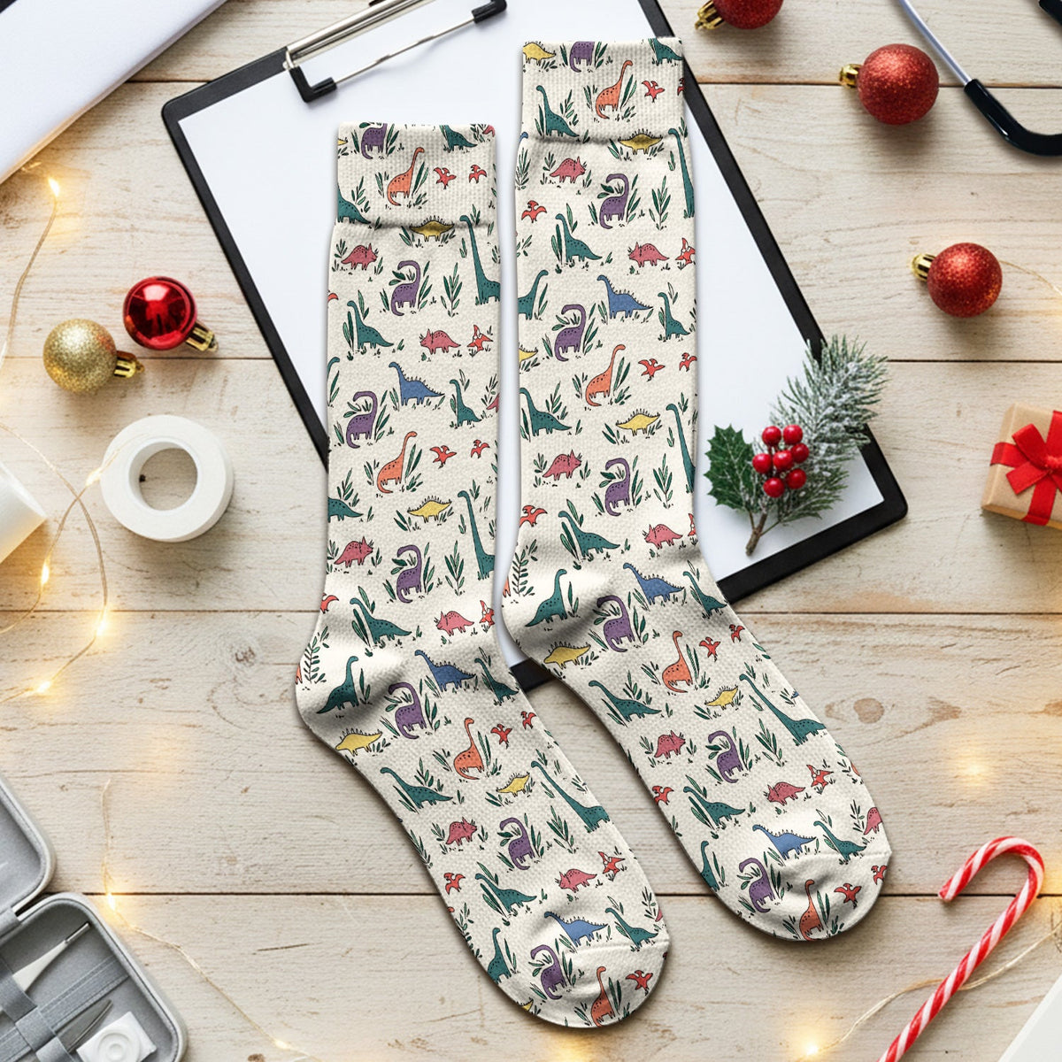 Dinosaur Leafy Garden Nurse Socks