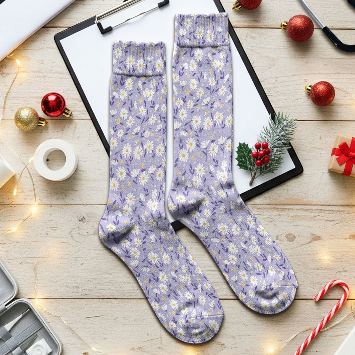Purple Daisy Botanical Nurse Socks
