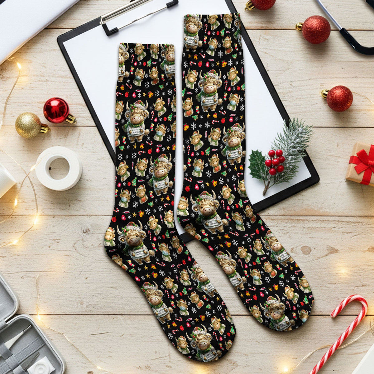 Highland Cow Nurse Socks - Christmas Gift