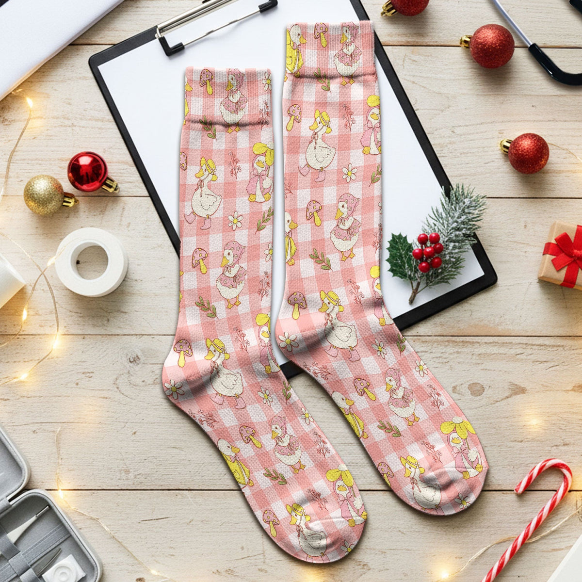 Duck Outfit Gingham Nurse Socks