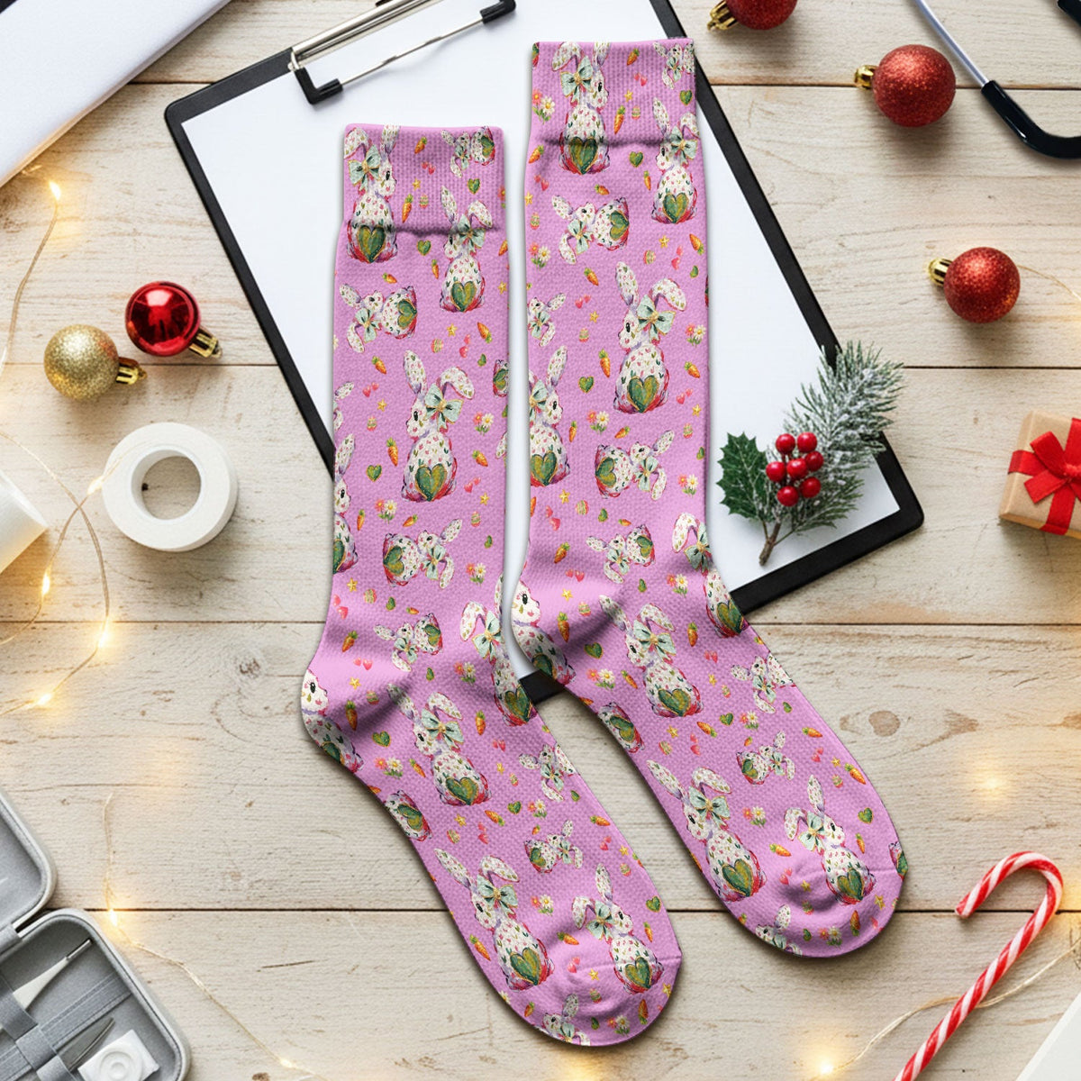 Pastel Bunny Easter Nurse Socks