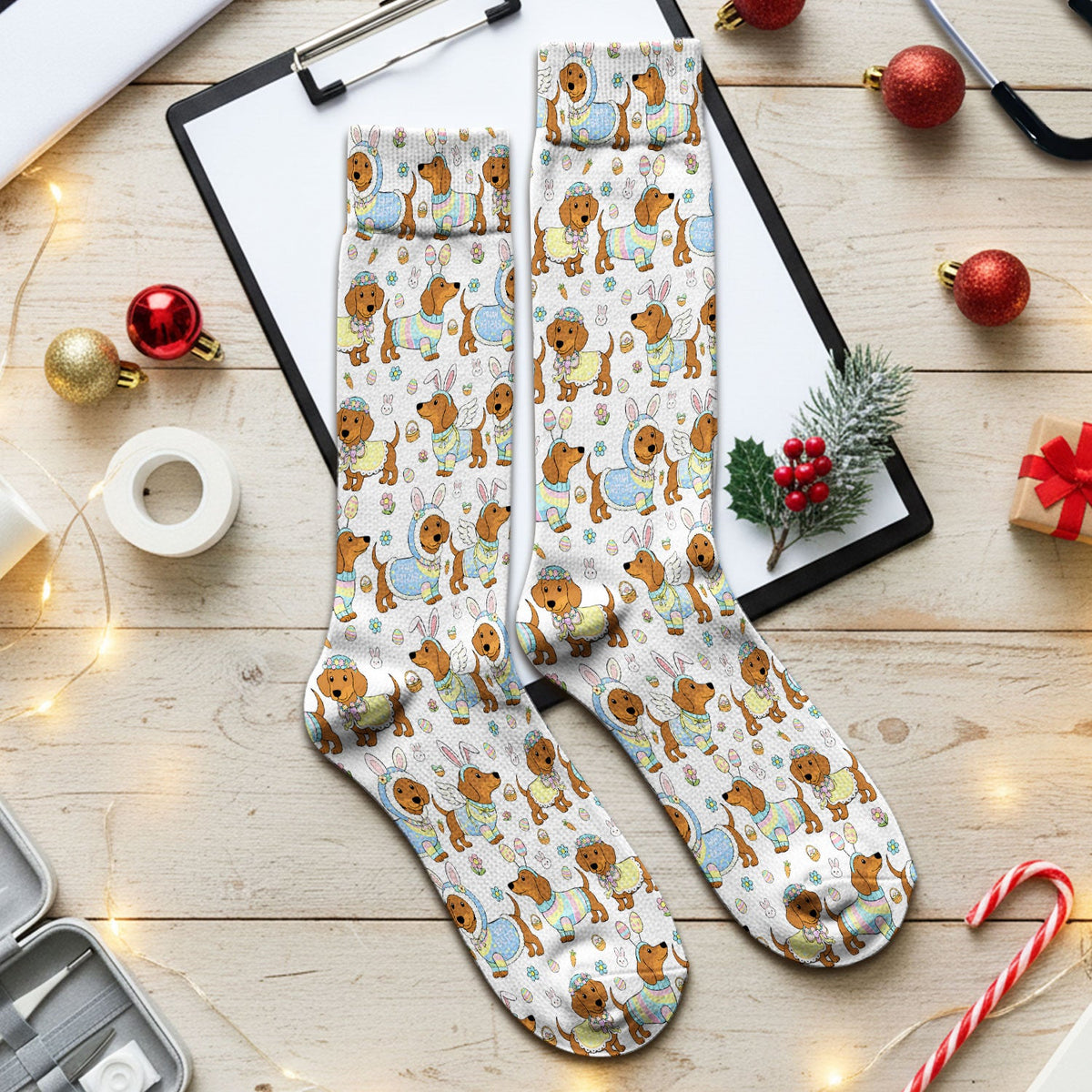 Dachshund Bunny Nurse Socks - Easter Gift
