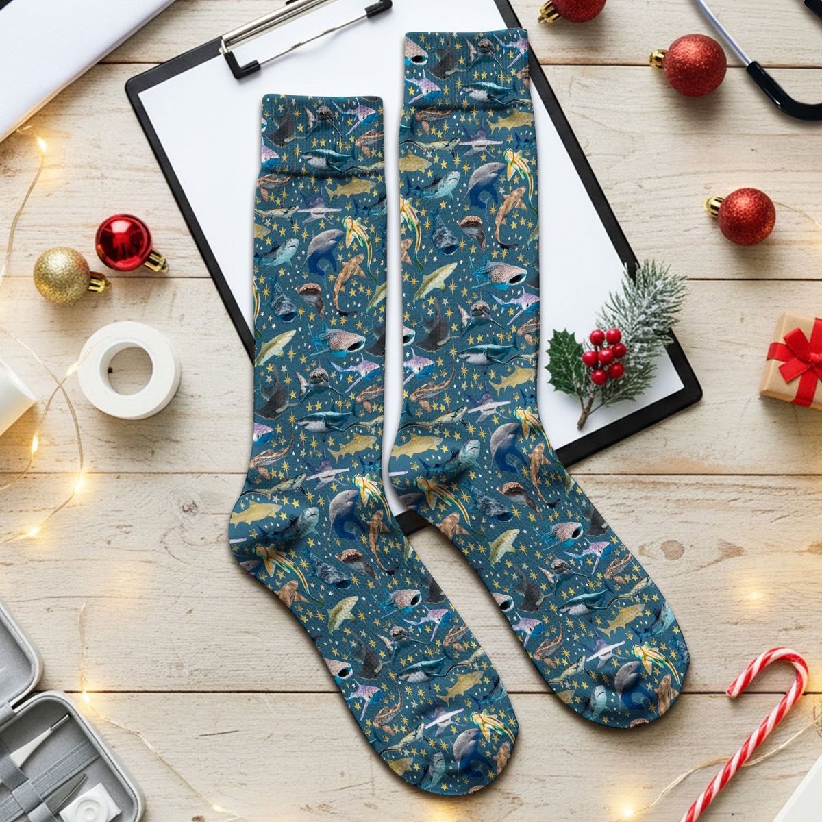 Colorful Shark Ocean Nurse Socks