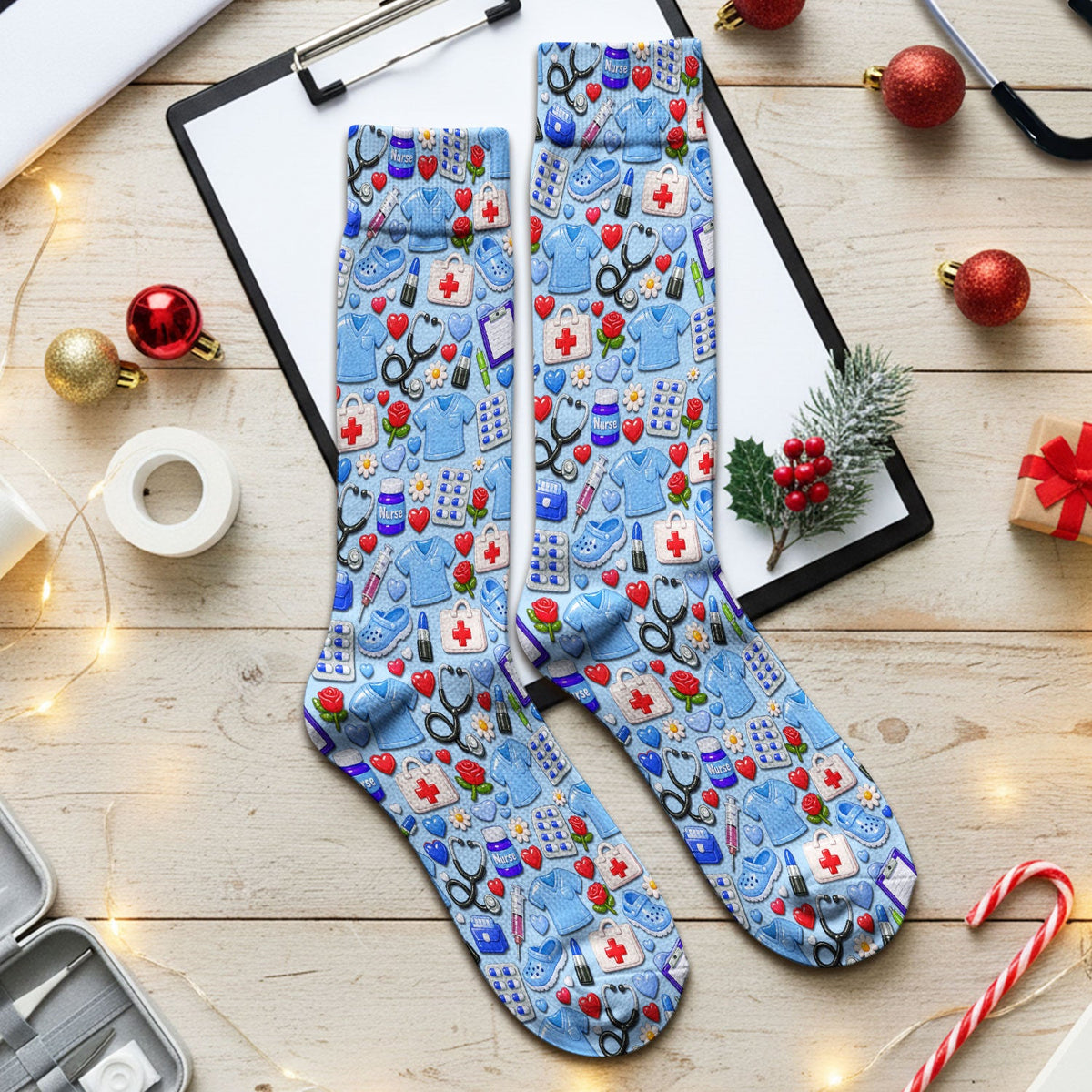 Medical Icons Nurse Socks