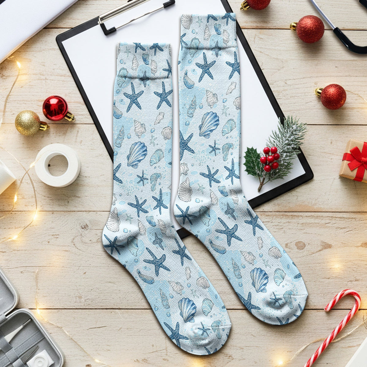 Ocean Shell Starfish Nurse Socks