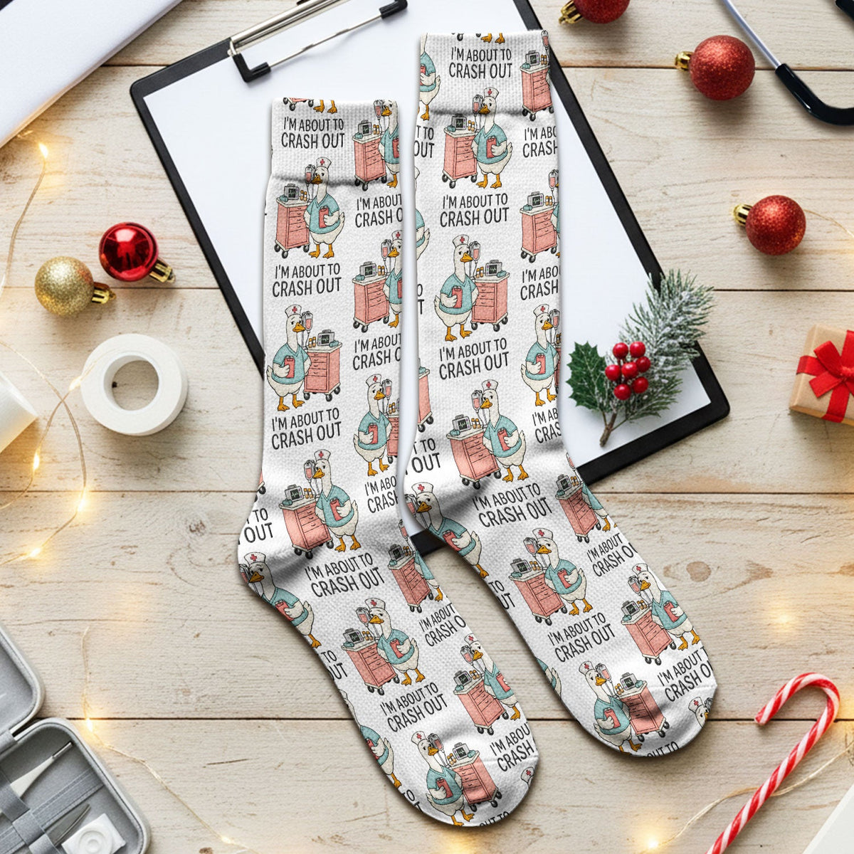 Goose Crash Out Nurse Socks