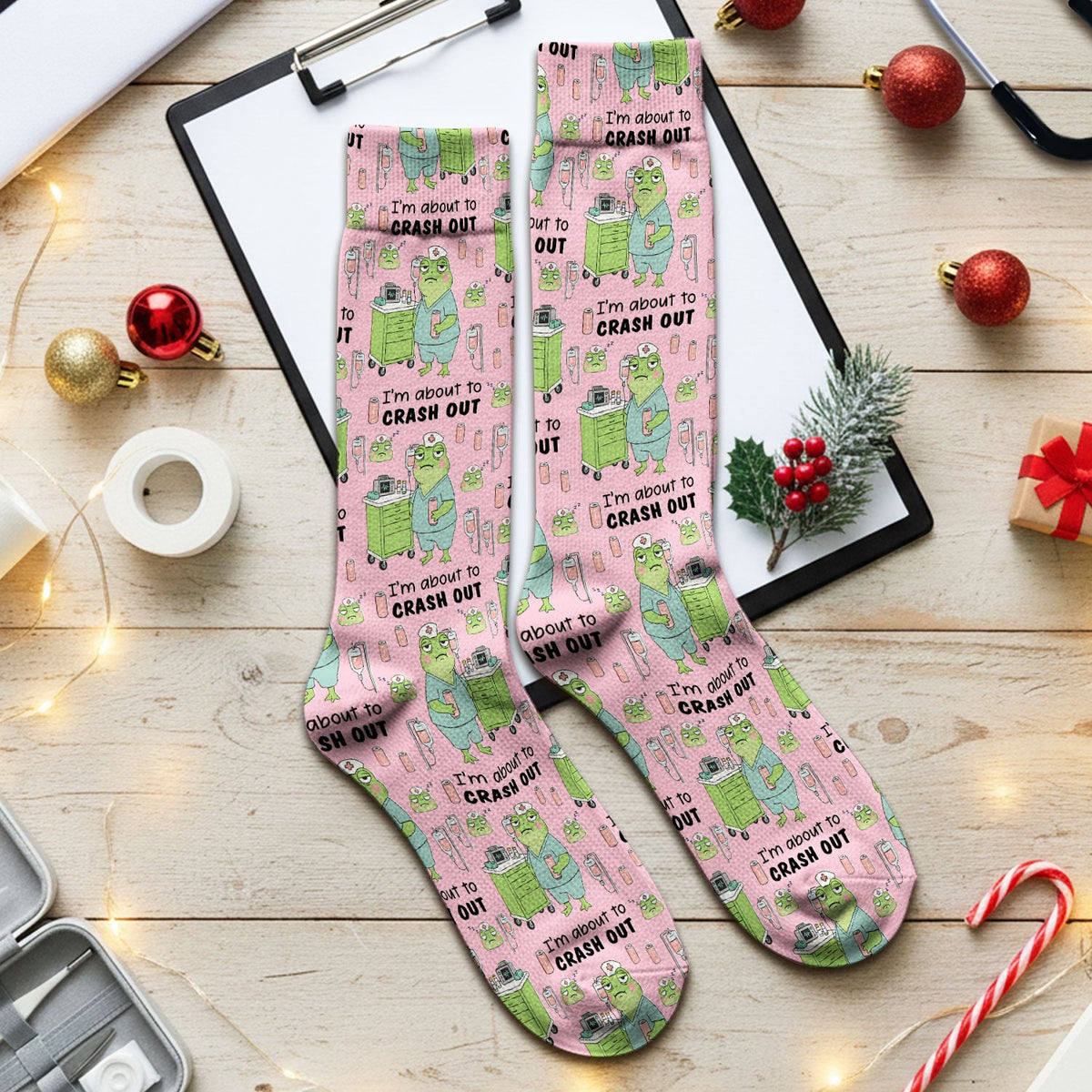 Crash Out Frog Nurse Socks