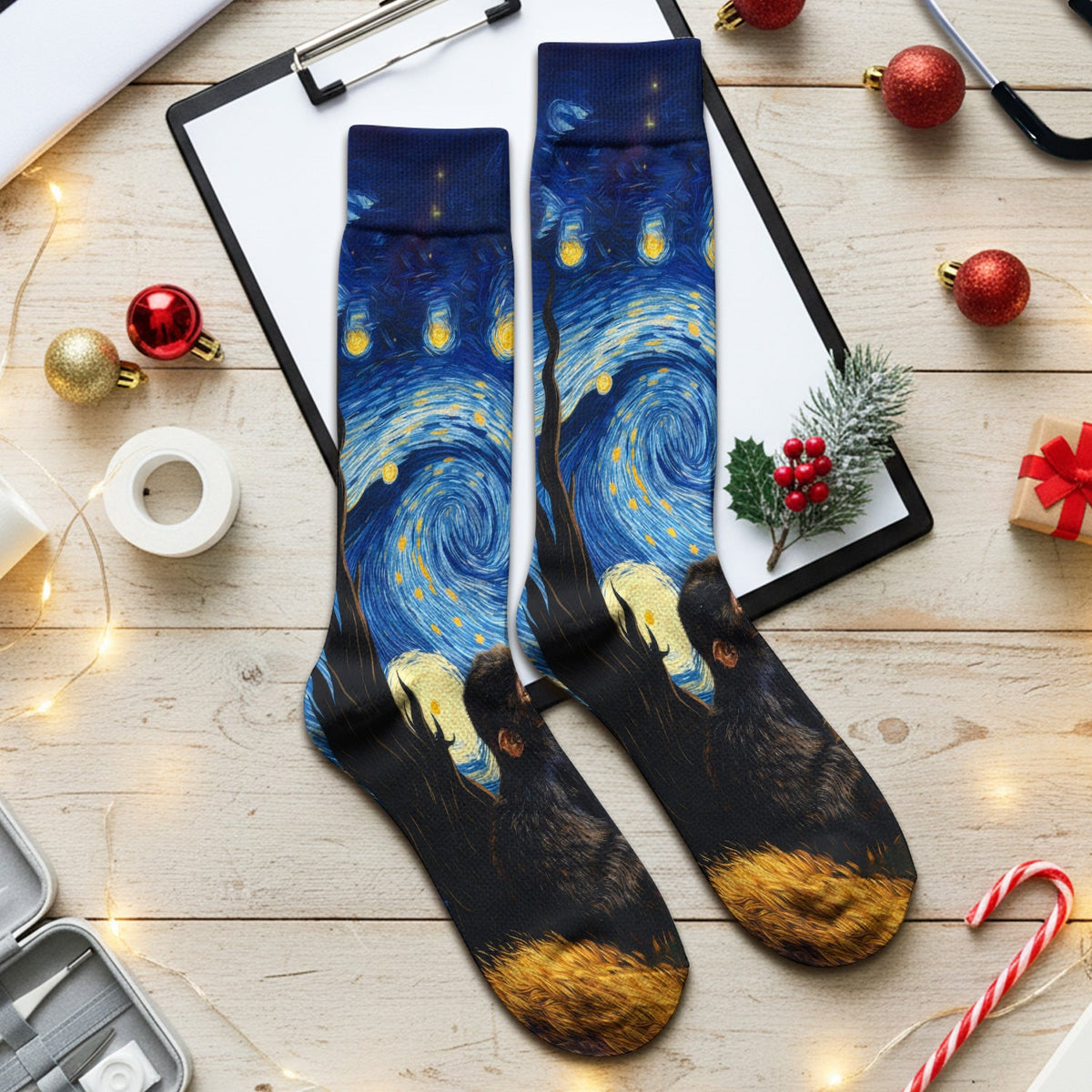 Romantic Monkey Night Sky Nurse Socks