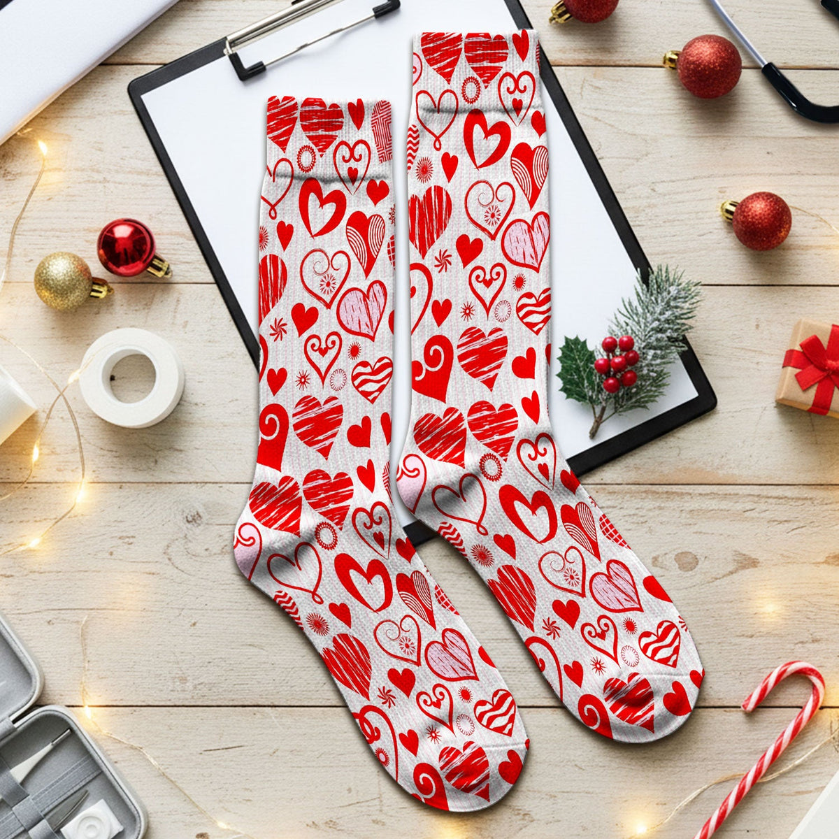 Valentine Heart Nurse Socks - Valentines Day Gift