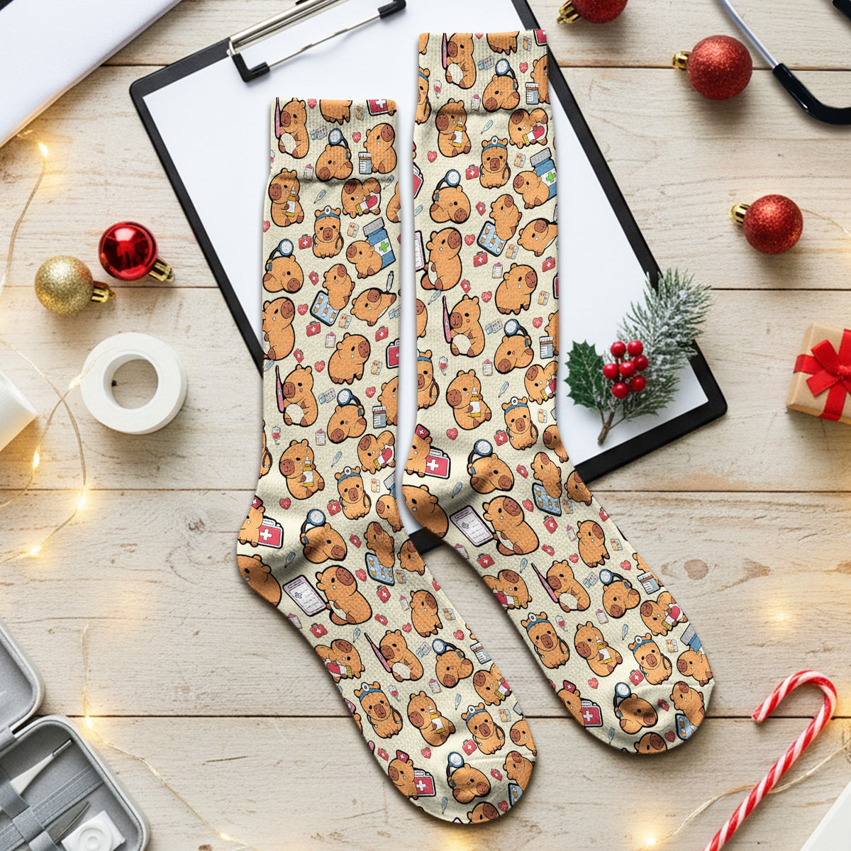 Capybara Stethoscope Medical Tools Nurse Socks