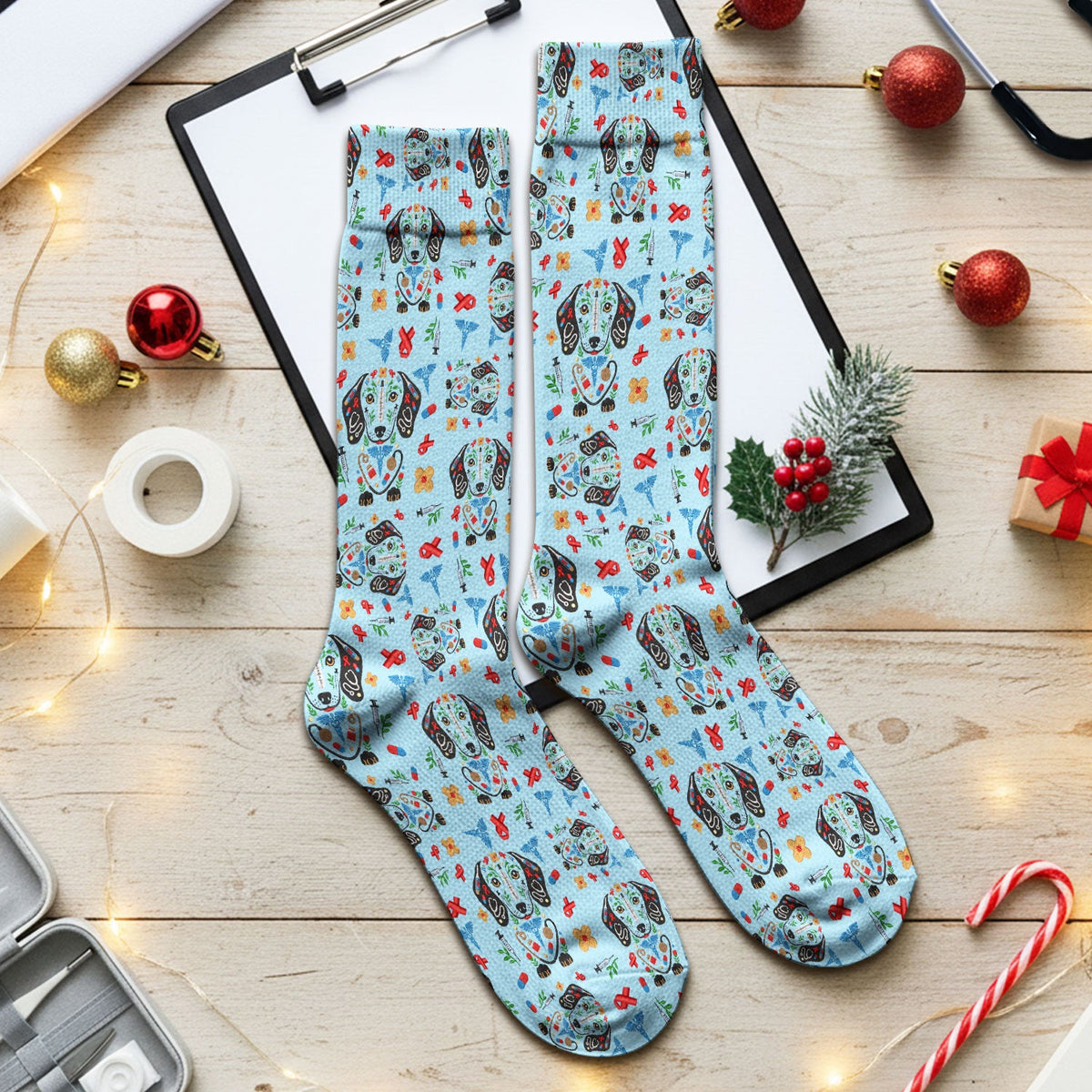 Dachshund Medical Icon Nurse Socks