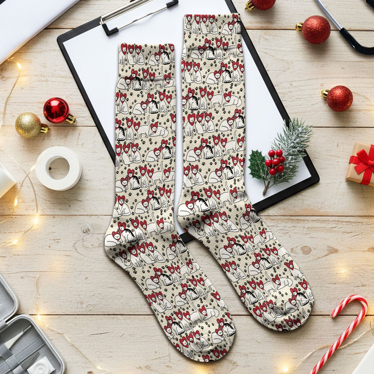Cat Heart Nurse Socks