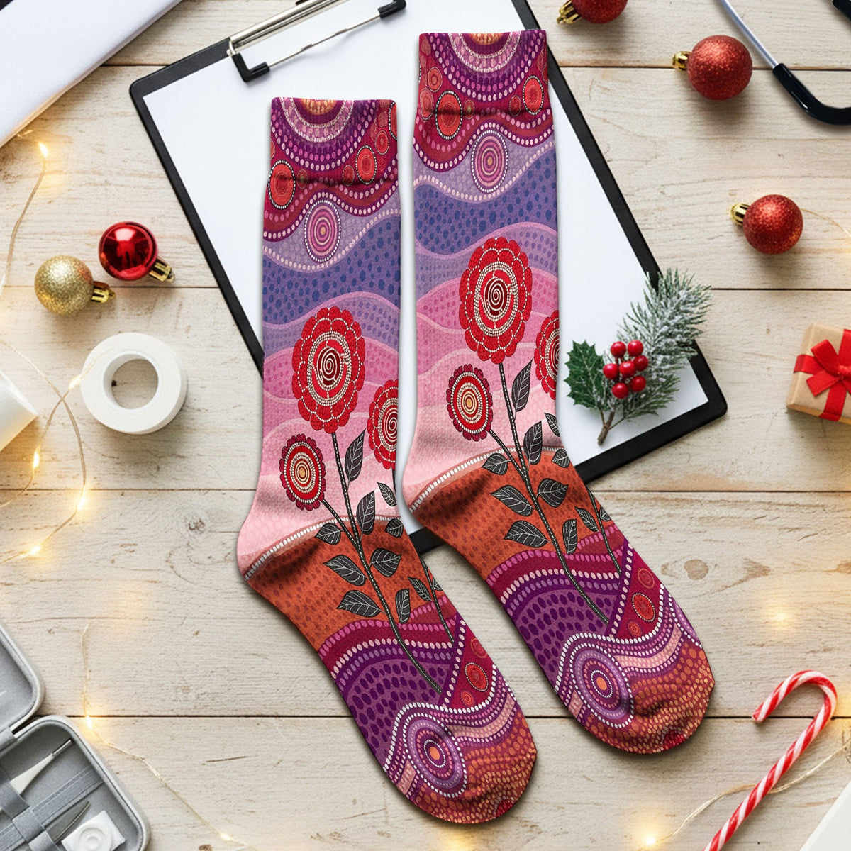 Boho Dot Art Heart Nurse Socks - Valentines Day Gift
