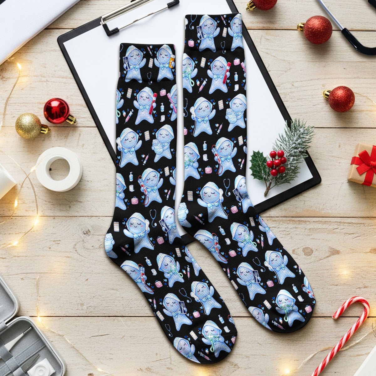 Dental Tooth Character Nurse Socks