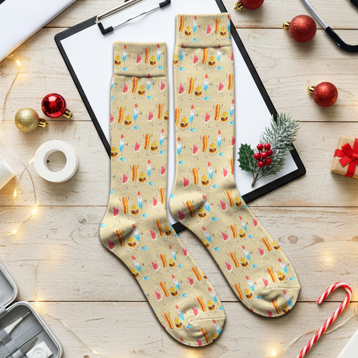 Summer Food Icons Nurse Socks