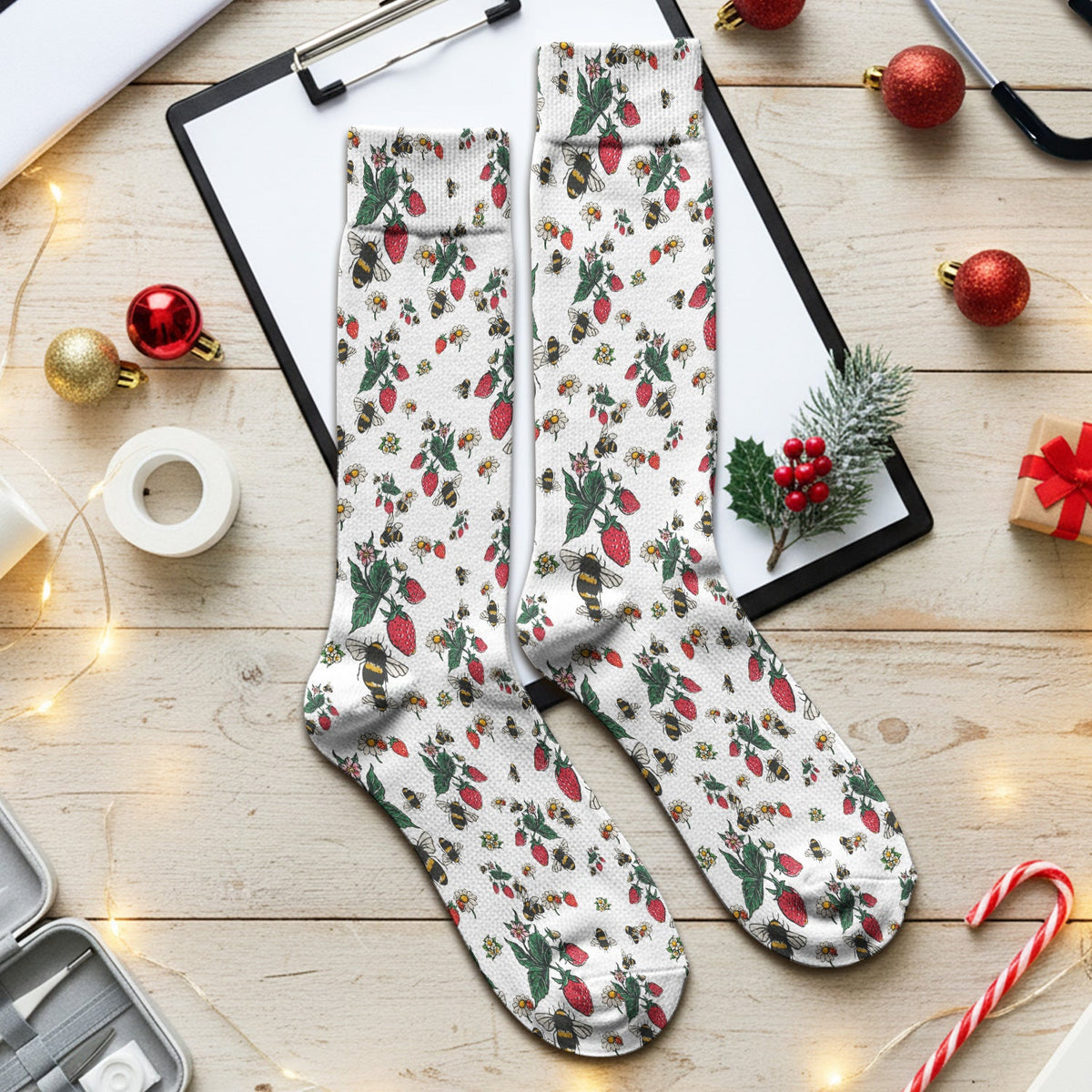 Strawberry Bee Daisy Nurse Socks