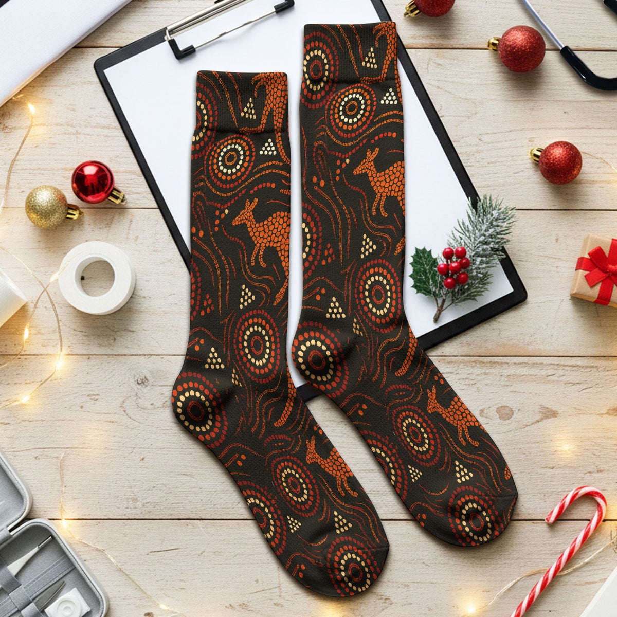 Australian Indigenous Aboriginal Kangaroo Nurse Socks
