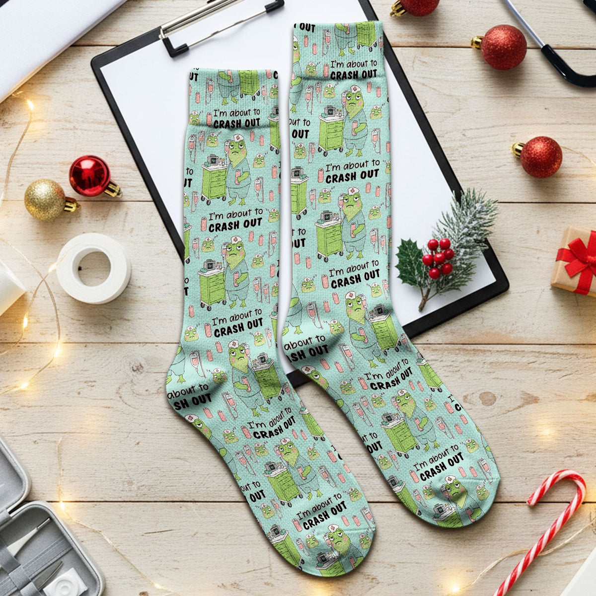 Crash Out Frog Nurse Socks