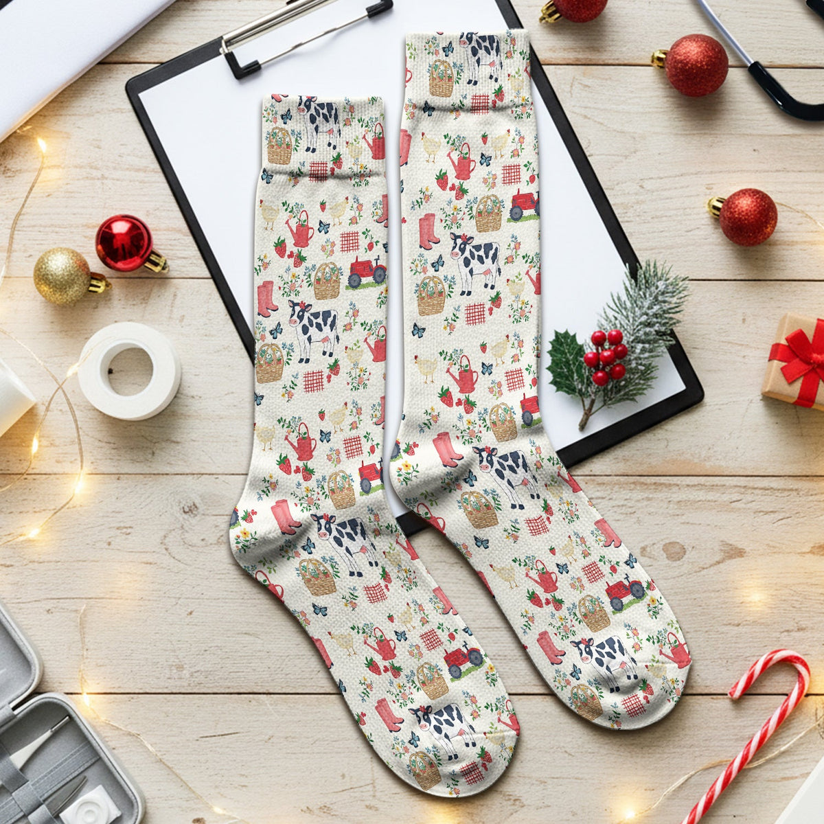 Cow Chicken Farm Nurse Socks