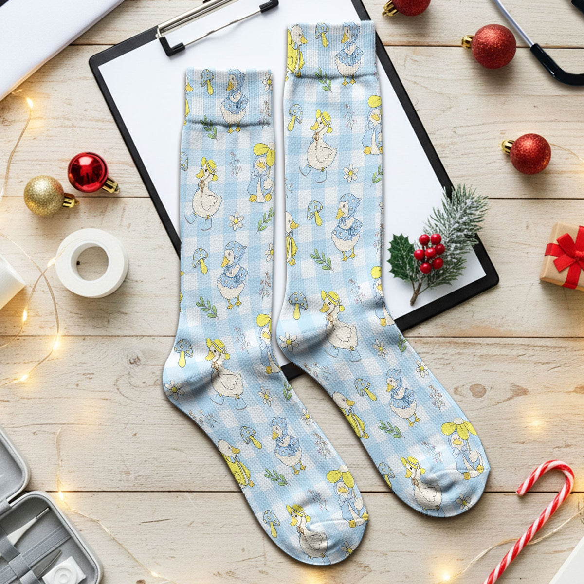 Duck Outfit Gingham Nurse Socks
