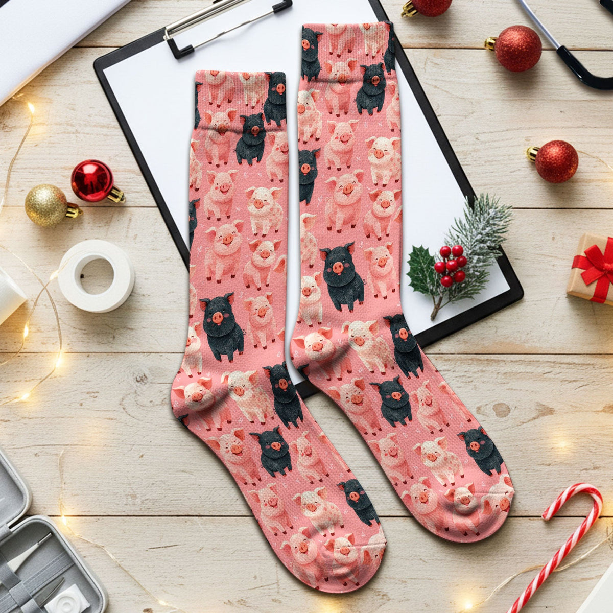 Funny Cartoon Pig Pattern Socks, Cute Nurse Socks