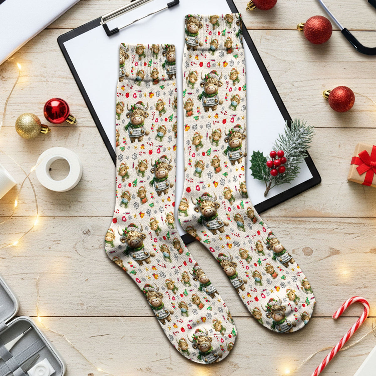 Highland Cow Nurse Socks - Christmas Gift
