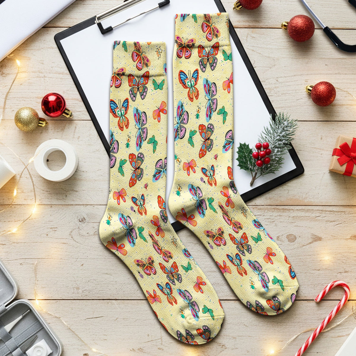 Colorful Butterfly Garden Nurse Socks